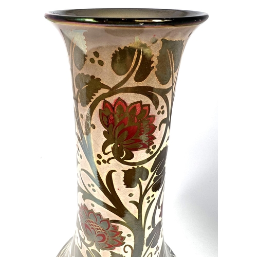 499 - A Pilkington's Royal Lancastrian lustre vase by W S Mycock, of swelling form decorated with exotic b... 