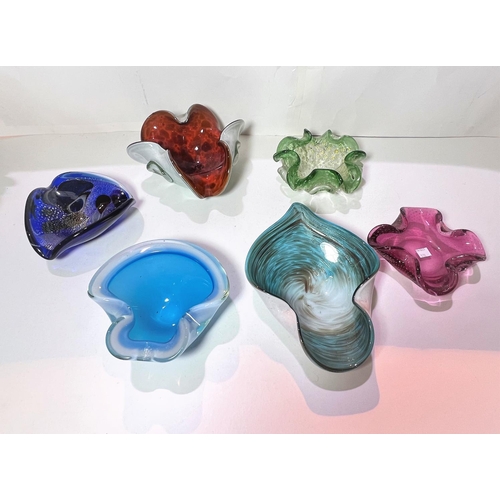 510 - Six 1950's coloured glass ashtrays/dishes, 1 in the style of 