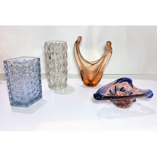 513 - Four pieces of Czech glassware by Hermanova Visner factory; Jiri Brabec; etc.