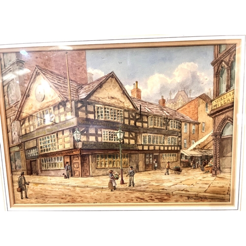 753 - Albert Dunington (1860-1928); watercolour local interest Wellington Inn, The Shambles Manchester, si... 