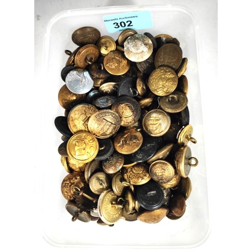 302 - A collection of various military buttons from different regiments etc