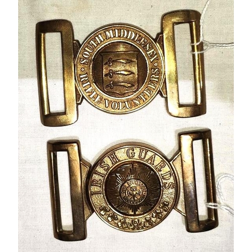 375 - A brass 2 piece military belt buckle for south Middlesex Rifle Volunteers and another for the Irish ... 