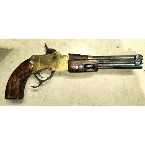 389 - A reproduction model of a Volcanic Arms Co Harper Ferry 1863 Prototype 2 repeater type pistol