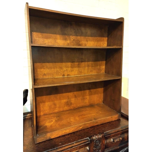 831 - Three mid 20th century book cases stained wood three height, length 77cm, height 89cm