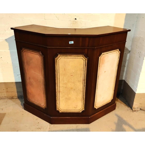 858 - A period style mahogany bar with leather effect panels