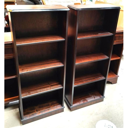 929 - Two mahogany tall thin bookcases four height 