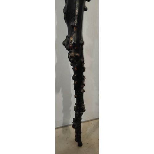 138 - An IRISH SHILLELAGH of magnificent proportions, blackthorn carved with a man's face to the finial an... 