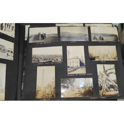 178 - A photograph album, Middle Eastern views, a book on antiques, a bible (a/f) etc