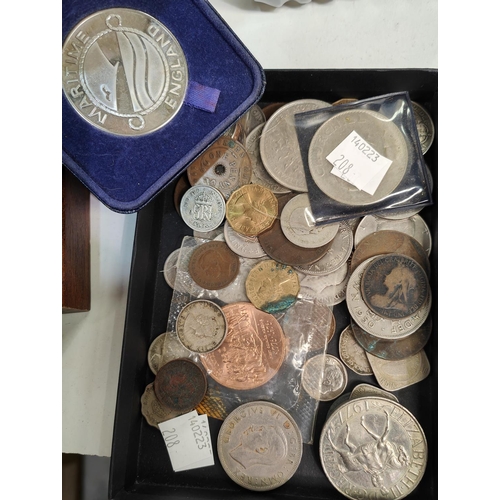 208 - A selection of GB pre 1947 silver coins; other GB and foreign coins etc