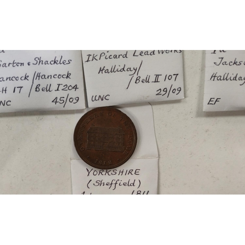 210 - 18th and 19th century copper tokens: an Assoc Irish Mine Co halfpenny 1789, 8 others and 2 early 19t... 