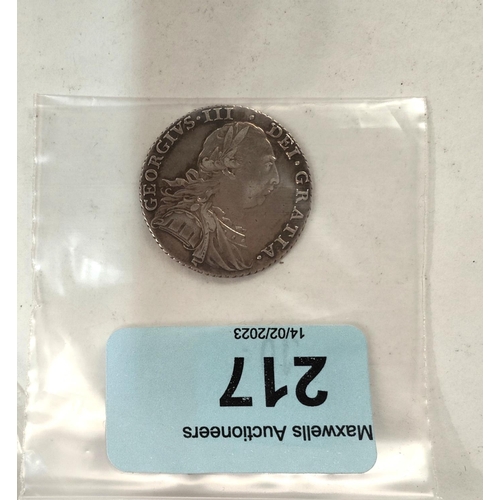 217 - GB GIII silver shilling 1787