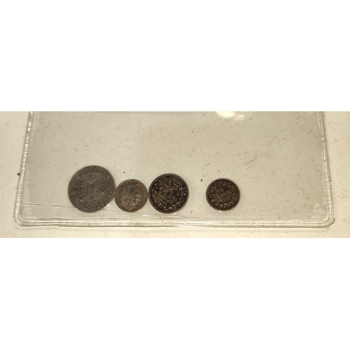 226 - GB GIV silver Maundy 1d 1824, a QV similar 1846, a silver 2d and another coin