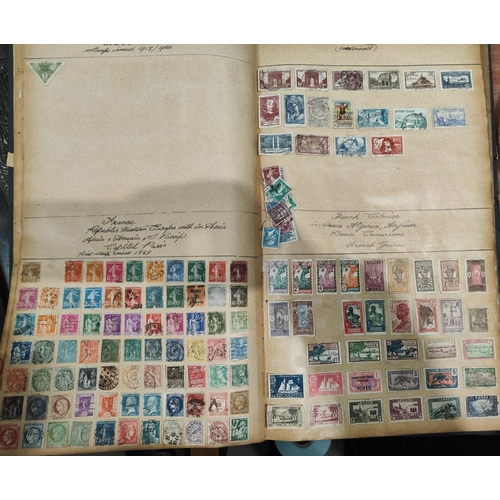 278A - A large album of stamps, mainly pre-war European and World with hand written notations etc