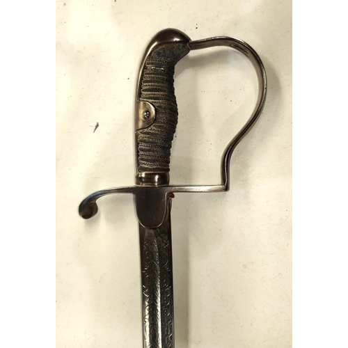 365 - A late 19th/early 20th century German officer's sword for Artillery with etched scrolling on both si... 