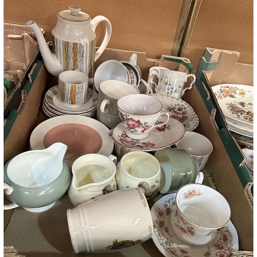 74 - A Midwinter mid century coffee service, and large selection of cups saucers etc including Crown Staf... 