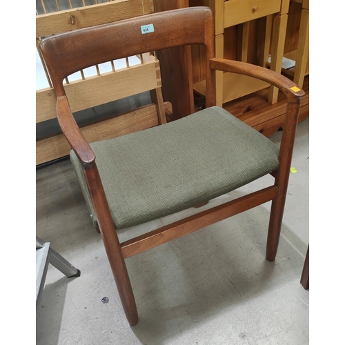 938 - A mid 20th century Danish design style teak carver dining chair