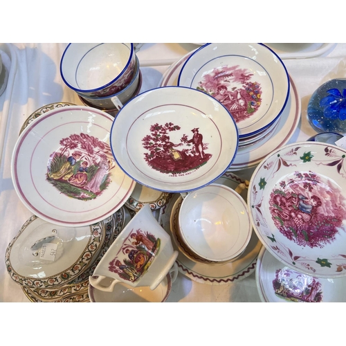 542 - A selection of 19th century Sunderland Lustre teaware, transfer printed; a selection of late 19th ce... 