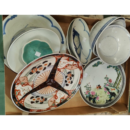 129B - A Chinese Republic period style dish and a selection of various Chinese and other porcelain