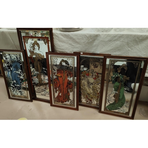 26 - Five Art Nouveau style mirrors - seasons of the year