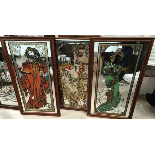 26 - Five Art Nouveau style mirrors - seasons of the year