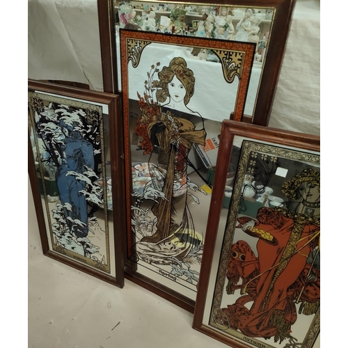 26 - Five Art Nouveau style mirrors - seasons of the year