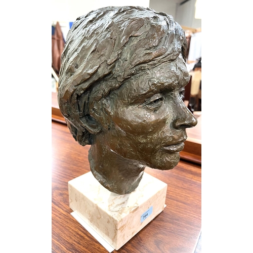 764 - Austin Bennett - a limited edition 11/12 bronzed resin portrait sculpture of Rudolf Nureyev on heavy... 