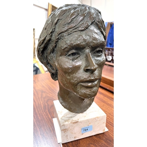 764 - Austin Bennett - a limited edition 11/12 bronzed resin portrait sculpture of Rudolf Nureyev on heavy... 