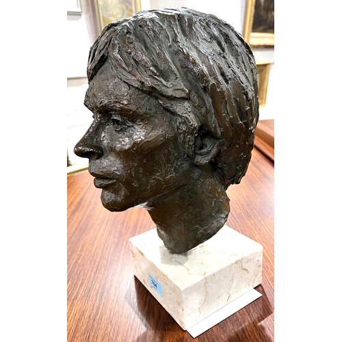 764 - Austin Bennett - a limited edition 11/12 bronzed resin portrait sculpture of Rudolf Nureyev on heavy... 