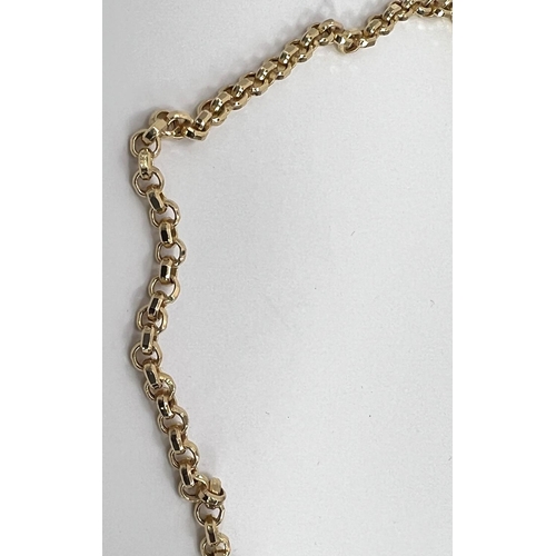 791 - A modern yellow metal belcher chain necklace, stamped '375', length 50cm, 11.5gm