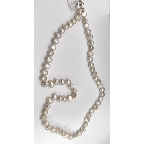 793A - A natural fresh water pearl necklace; a Goldsmith's jewellery box