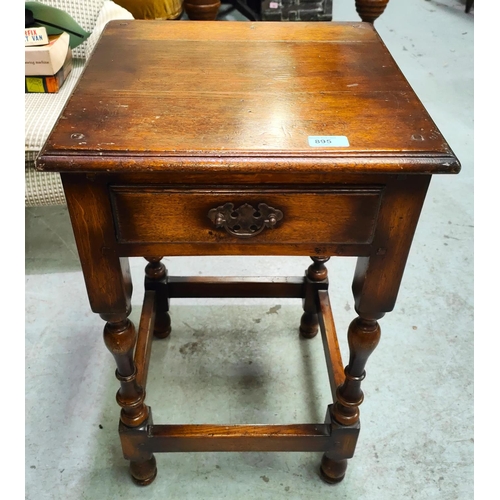 895 - An oak square Titchmarsh and Goodwin reproduction occasional table with single drawer turned legs, 4... 