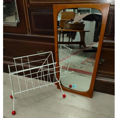 902 - A mid 20th century tapering rectangular mirror with teak frame, height 70cm; a mid 20th century 'Ato... 