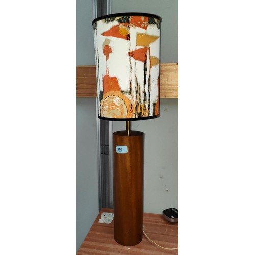 906 - A 1960's teak cylindrical body table lamp