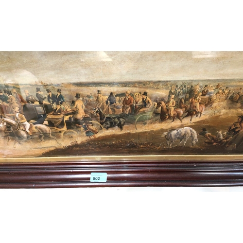 802 - After W.P. FRITH, 19th century colour engraving of a coaching scene, 36 x 80cm, framed