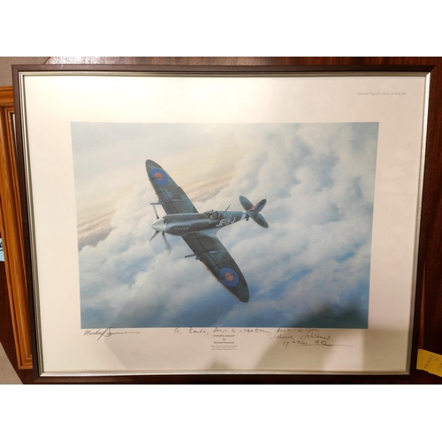 328A - 'Evening Flight' by Michael Swanson, pencil signed print by the artist and decication by Pilot Johnn... 