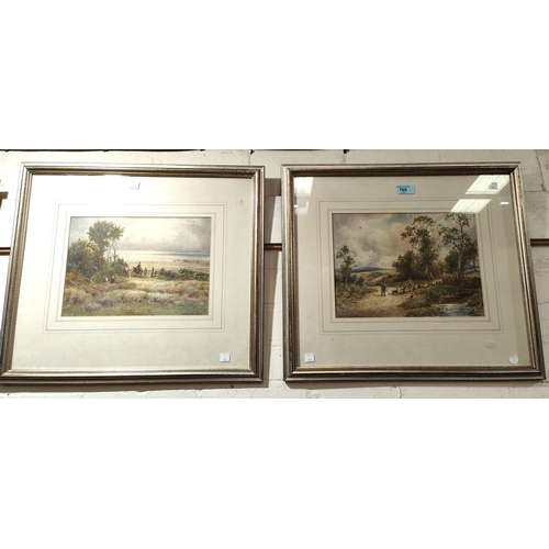 765 - William Manners rural scenes harvesting and driving sheep, pair of watercolours signed 23 x 31cm fra... 