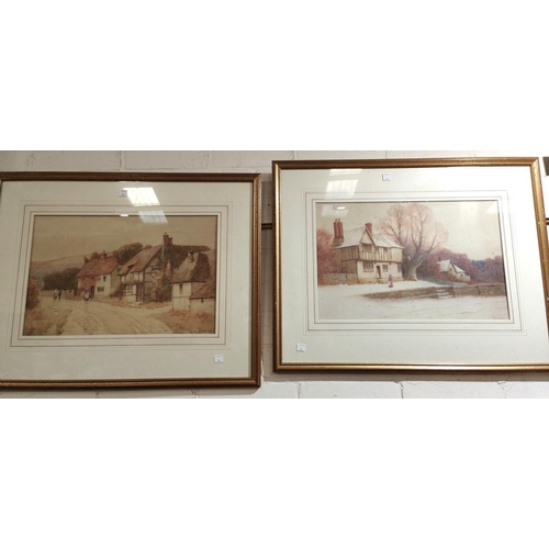 765 - William Manners rural scenes harvesting and driving sheep, pair of watercolours signed 23 x 31cm fra... 