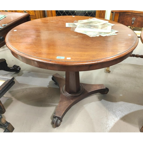 866 - A circular mahogany supper table with column base