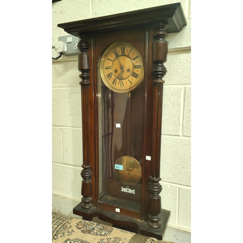 871 - A 19th century Vienna striking spring driven wall clock (no pediment)