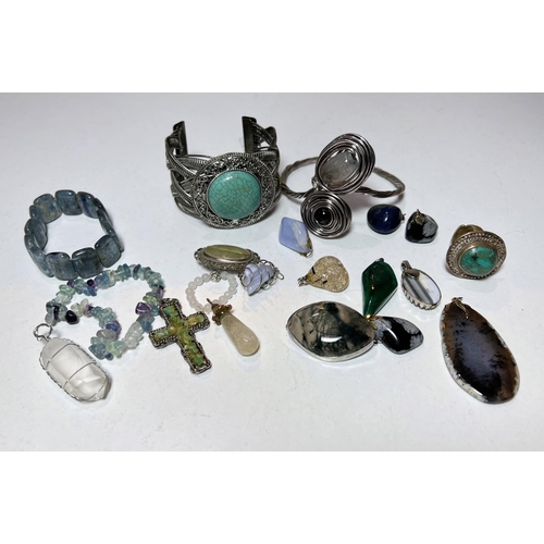 630 - A selection of white metal jewellery, bracelets etc