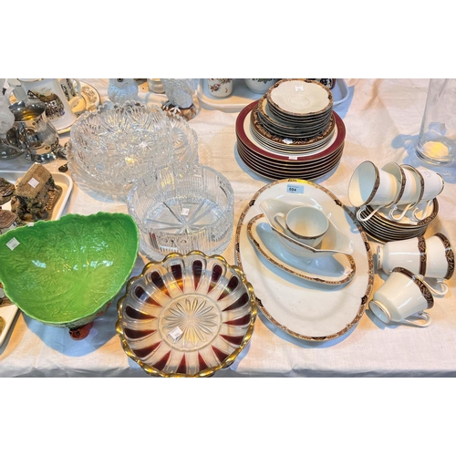 145 - A Carlton lobster bowl (a.f.); 2 heavy cut glass fruit bowls; etc; A Royal Doulton Tennyson part tea... 