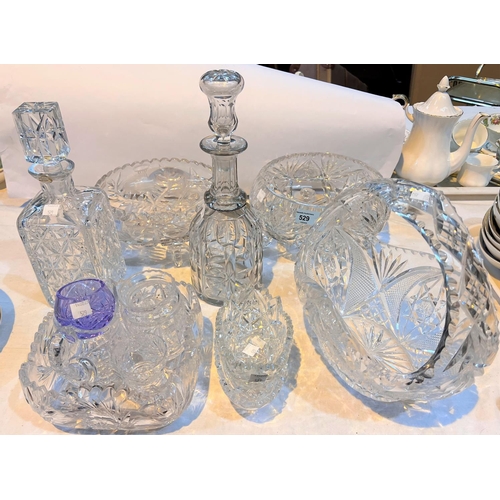 132 - A selection of cut glass bowls, decanters etc