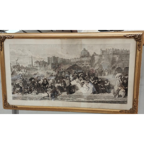 131 - A large Victorian print of 'Life at Sea-side' Ramsgate after W. F. Frith gilt framed and glazed 117x... 