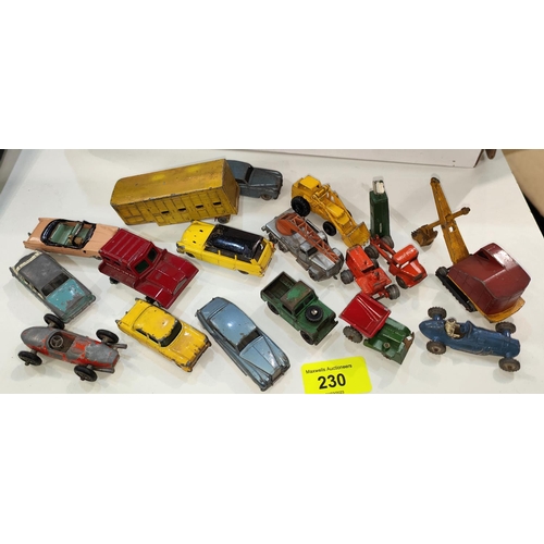 230 - A selection of vintage Lesney diecast vehicles, including No. 39 Ford Zodiac, No. 44 Rolls-Royce Sil... 