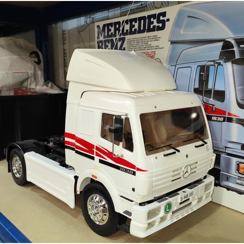 258 - A Tamiya Mercedes-Benz 1838LS 1/14th scale RC Tractor Truck, built with original box including paper... 