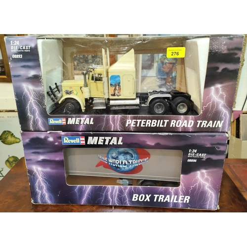 276 - A Revell Metal PeterBilt Road train 1:24 08893 boxed and a Box Trailer 1:24 08896 boxed