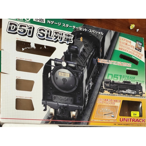 294 - A Japanese Kato N-gauge train set originally boxed Unitrack No. 10-005  D51 SL with train, carr... 