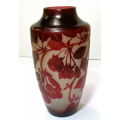 519 - D'Argental (Paul Nicolas):  a tapering vase overlaid and cut back with flowering cherry, signed, hei... 