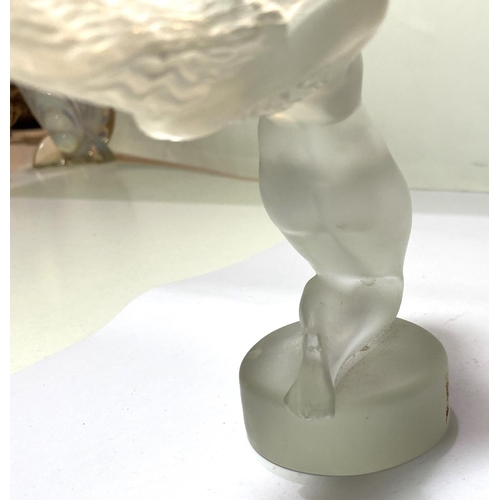 531 - René Lalique:  a frosted glass car mascot, Vitesse pattern, 17cm (small chip to base)