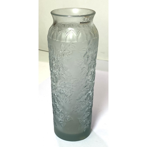 535 - René Lalique:  a cylindrical glass vase, Bougainvillaea, 18cm